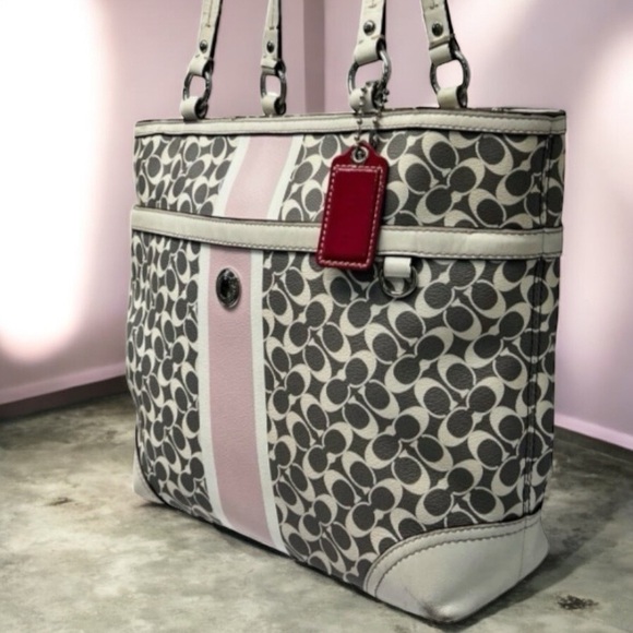 Coach Gray & Pink Tote Bag - Picture 2 of 5
